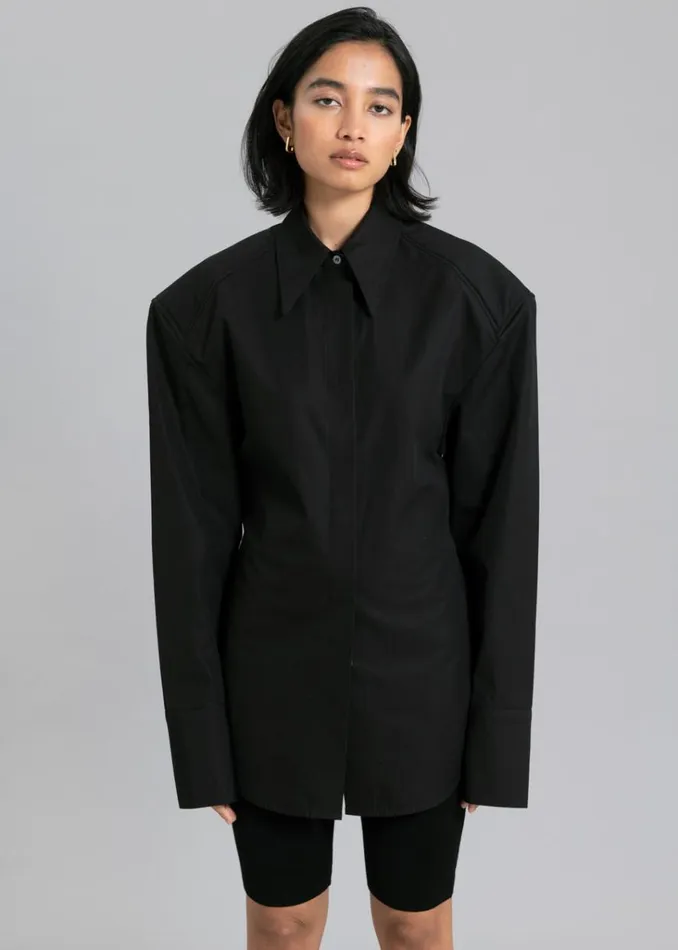 The Frankie Shop Bec Padded Shirt 8211 Black Shop Tops
