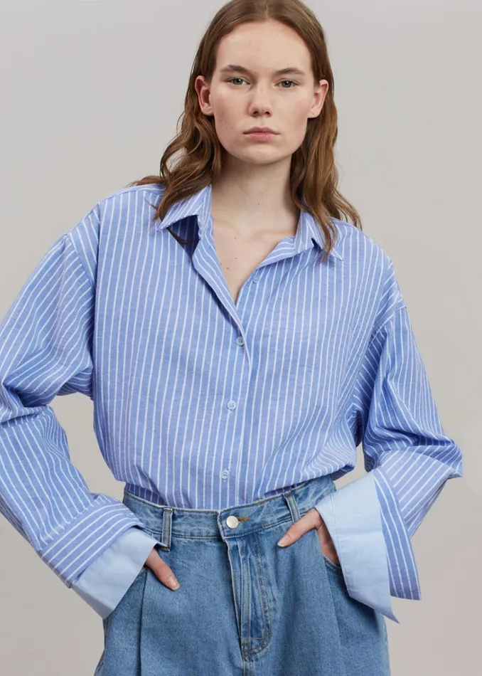 The Frankie Shop Christa Striped Shirt 8211 Blue Shop Tops