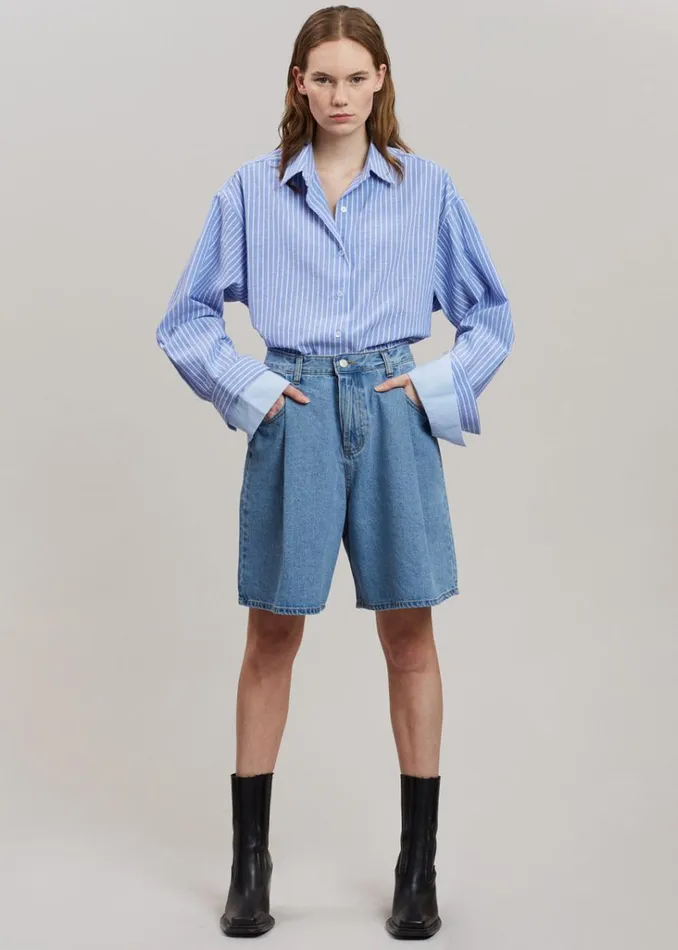 The Frankie Shop Christa Striped Shirt 8211 Blue Shop Tops