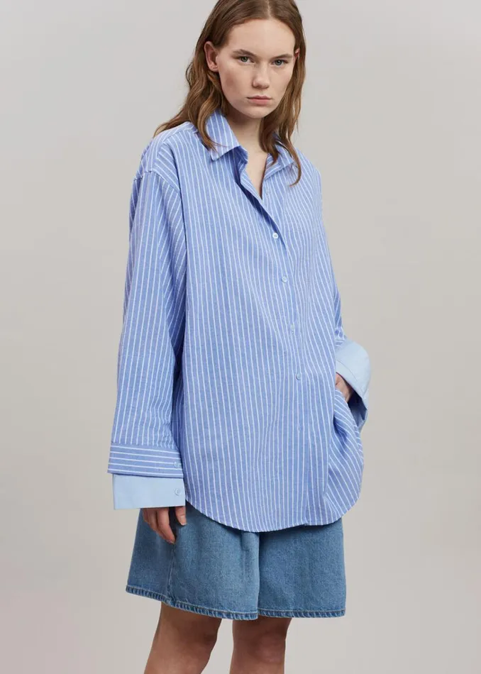The Frankie Shop Christa Striped Shirt 8211 Blue Shop Tops