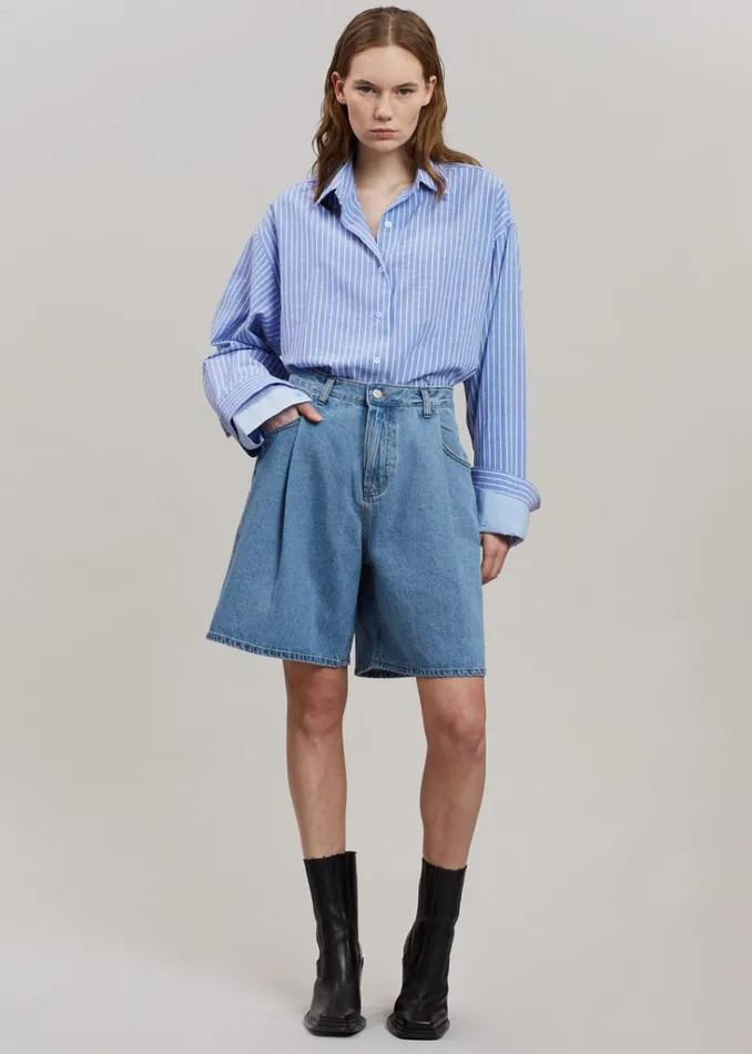The Frankie Shop Christa Striped Shirt 8211 Blue Shop Tops