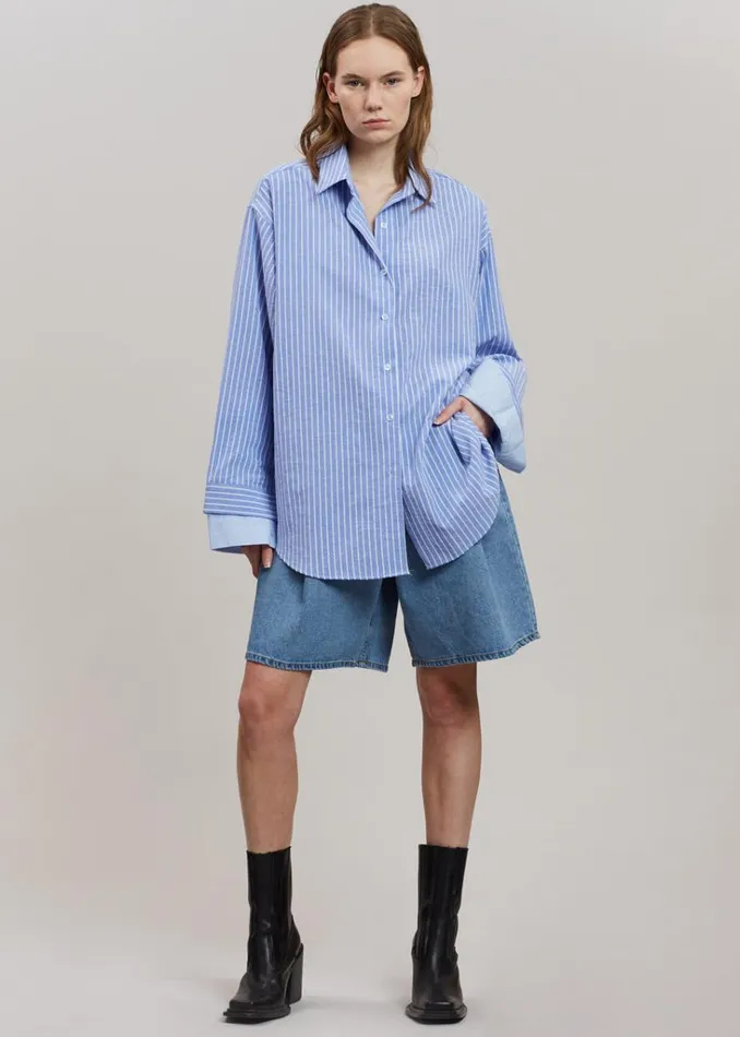 The Frankie Shop Christa Striped Shirt 8211 Blue Shop Tops