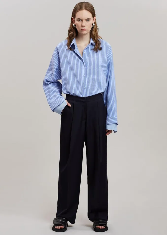 The Frankie Shop Christa Striped Shirt 8211 Blue Shop Tops