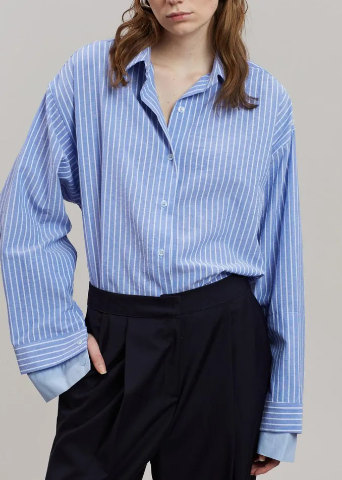 The Frankie Shop Christa Striped Shirt 8211 Blue Shop Tops