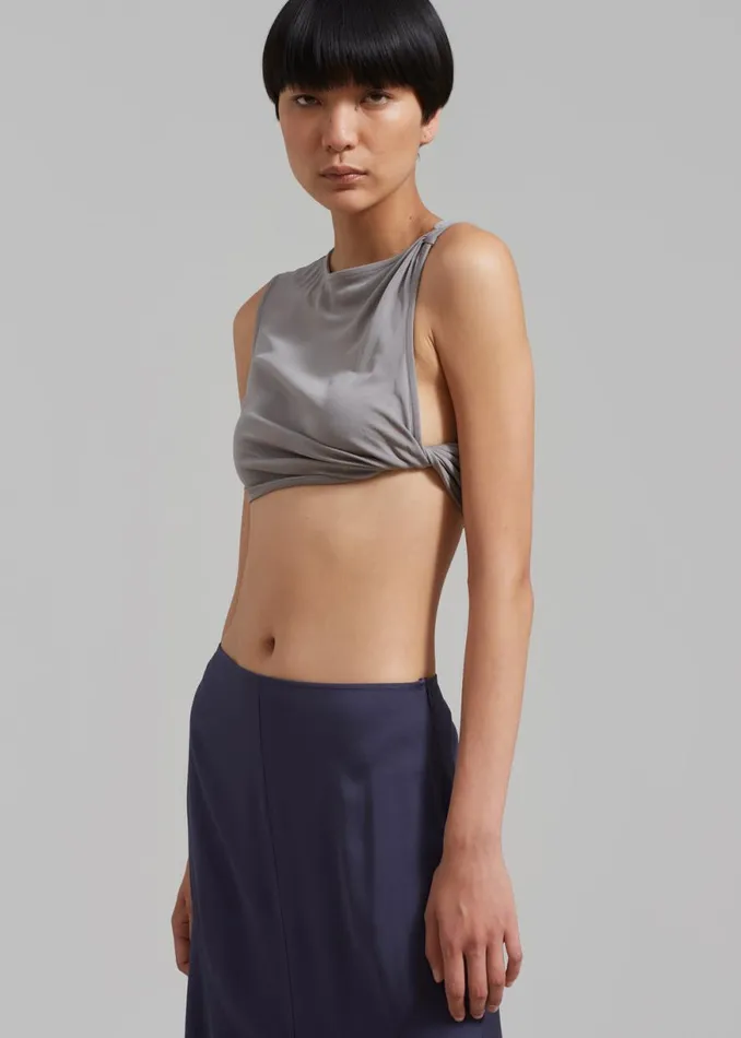 The Frankie Shop Christopher Esber Gesine Twisted Crop 8211 Concrete Shop Tops