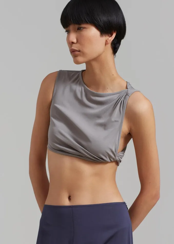 The Frankie Shop Christopher Esber Gesine Twisted Crop 8211 Concrete Shop Tops