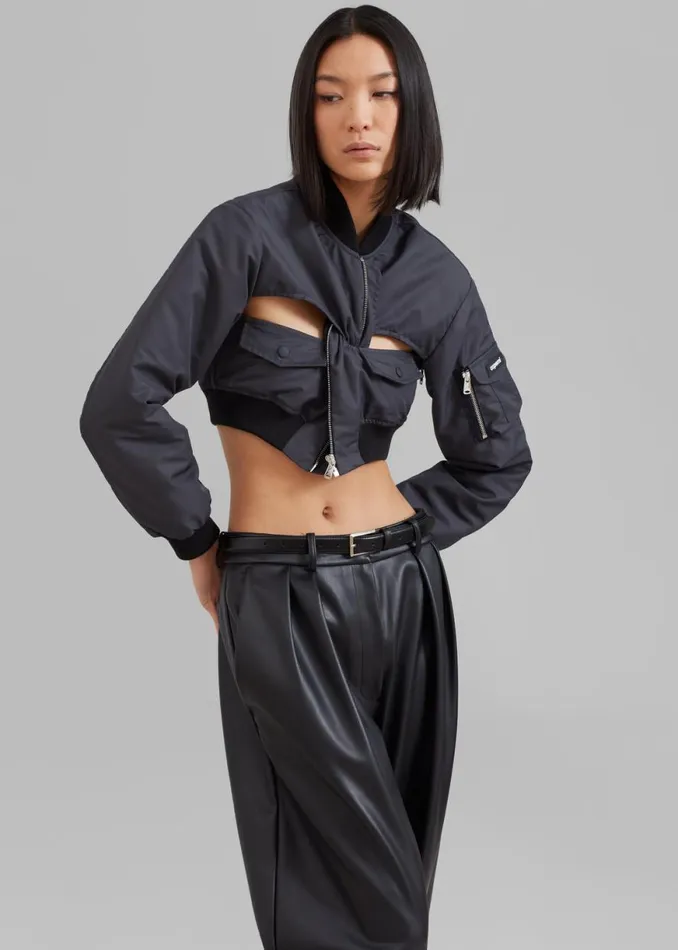 The Frankie Shop Coperni CutOut Cropped Bomber Jacket 8211 Concrete Shop Outerwear