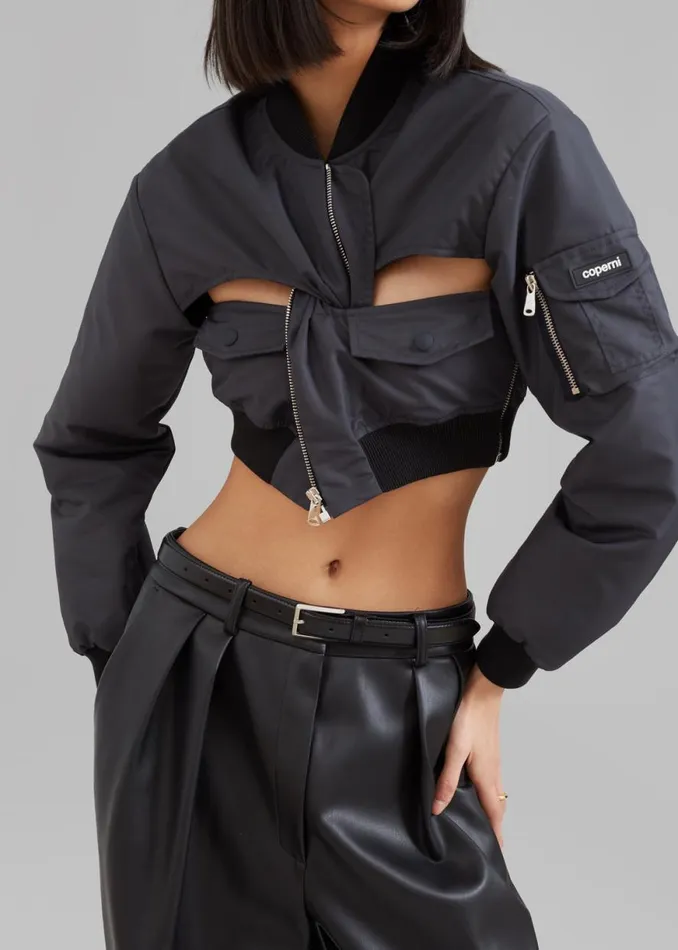 The Frankie Shop Coperni CutOut Cropped Bomber Jacket 8211 Concrete Shop Outerwear