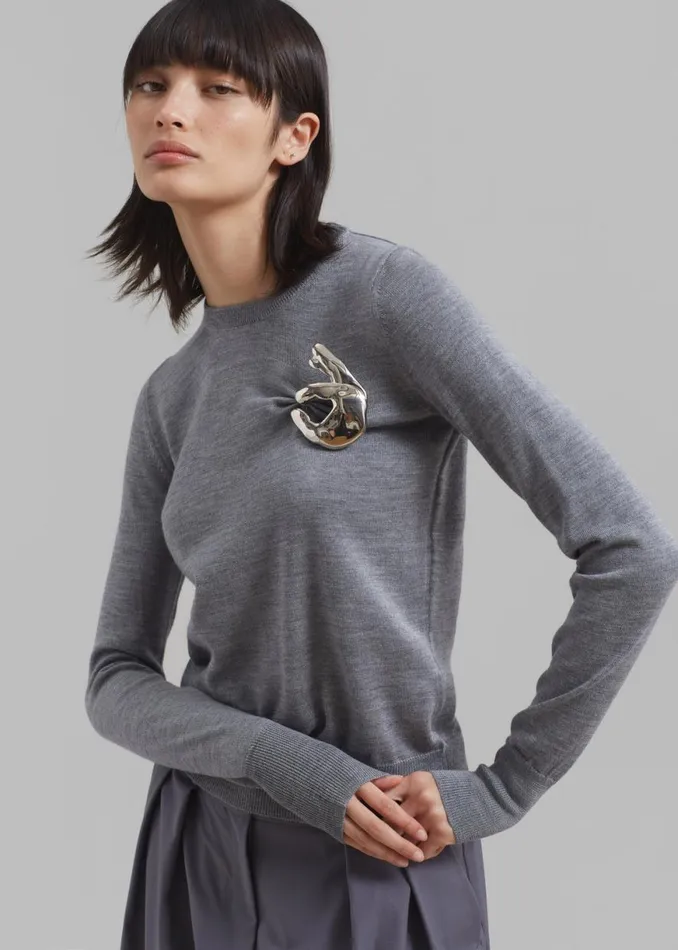 The Frankie Shop Coperni Emoji Sweater 8211 Grey Shop Knitwear