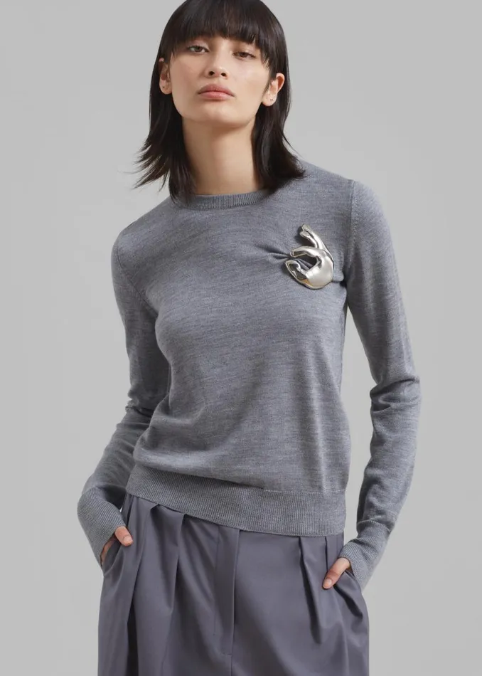 The Frankie Shop Coperni Emoji Sweater 8211 Grey Shop Knitwear