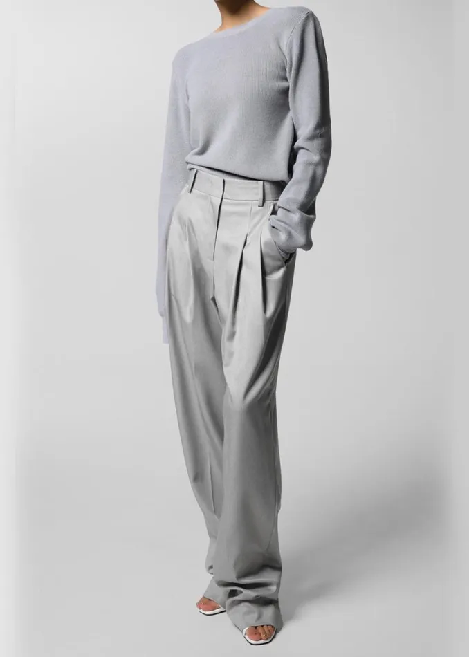 The Frankie Shop Darcey Twisted Knit Top 8211 Light Grey Shop Knitwear