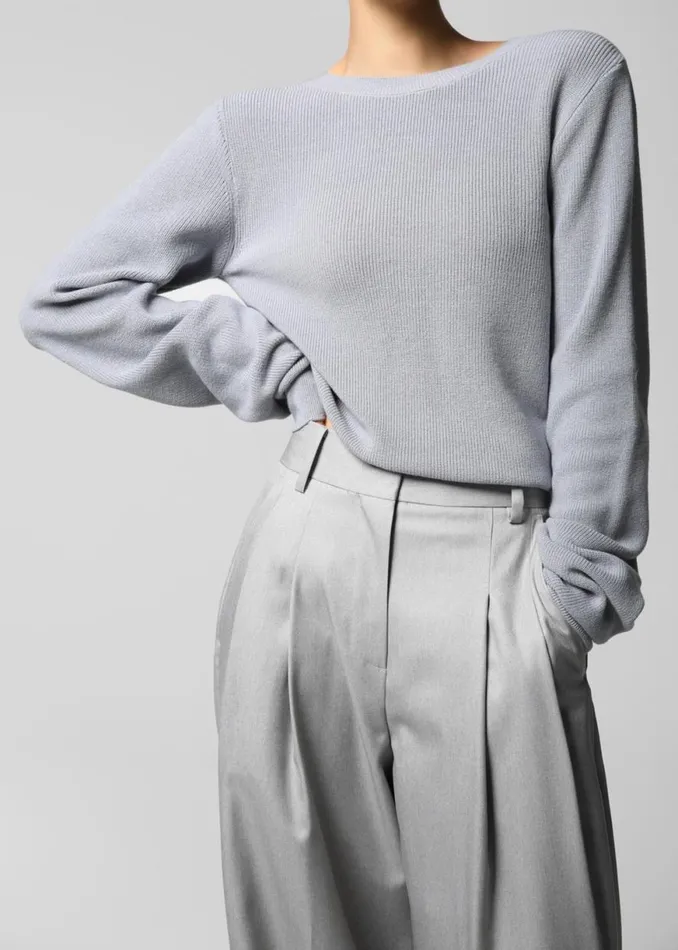 The Frankie Shop Darcey Twisted Knit Top 8211 Light Grey Shop Knitwear