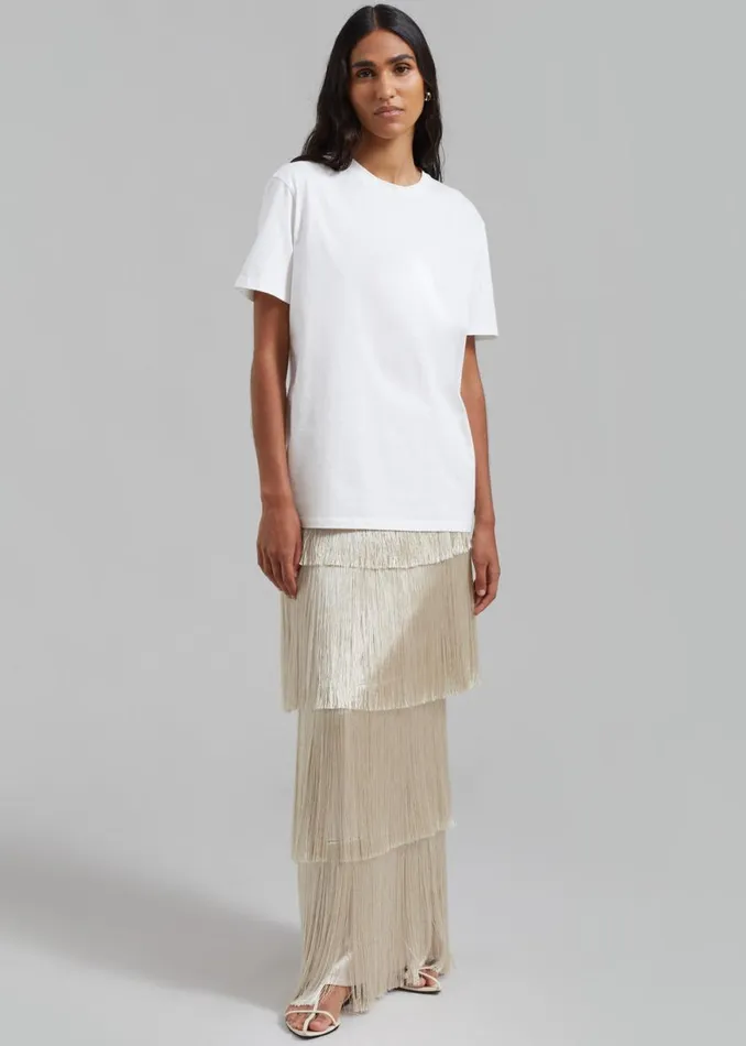 The Frankie Shop Esse Studios Mono Fringe Skirt 8211 Oyster Shop Bottoms