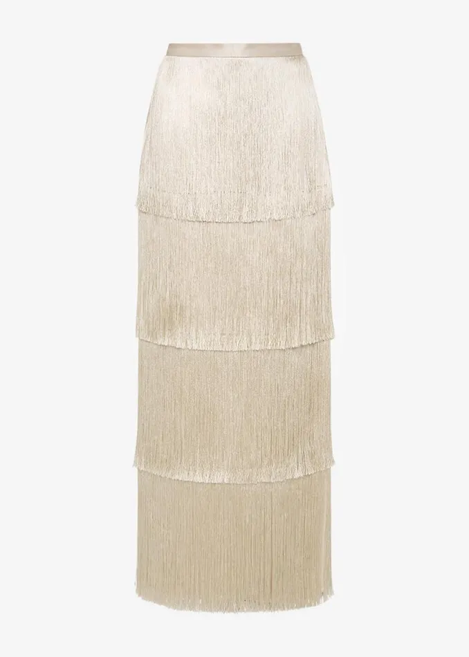The Frankie Shop Esse Studios Mono Fringe Skirt 8211 Oyster Shop Bottoms