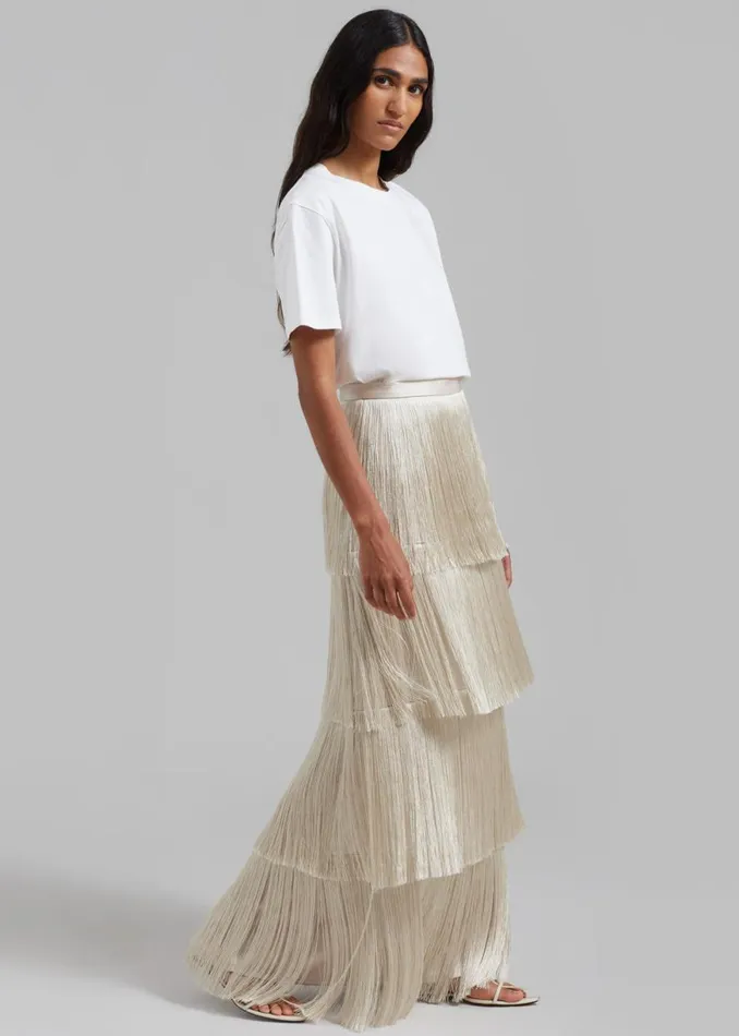 The Frankie Shop Esse Studios Mono Fringe Skirt 8211 Oyster Shop Bottoms