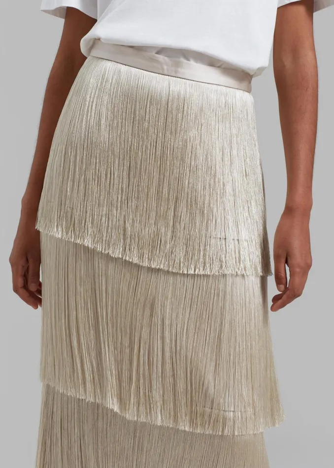 The Frankie Shop Esse Studios Mono Fringe Skirt 8211 Oyster Shop Bottoms