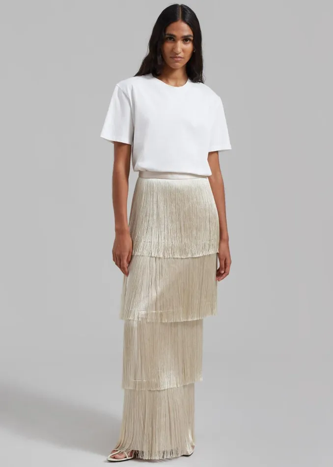 The Frankie Shop Esse Studios Mono Fringe Skirt 8211 Oyster Shop Bottoms