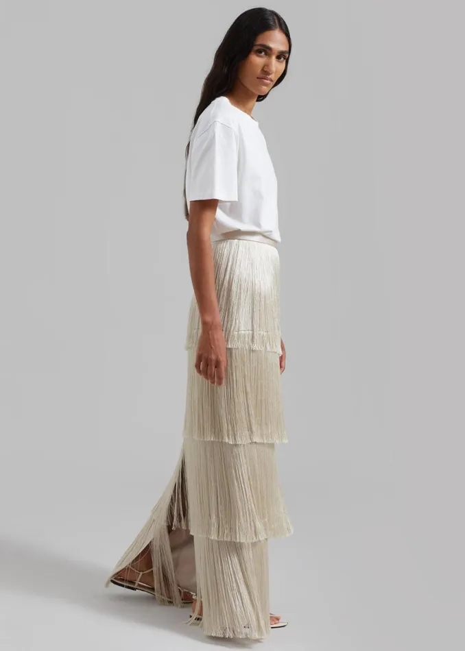 The Frankie Shop Esse Studios Mono Fringe Skirt 8211 Oyster Shop Bottoms
