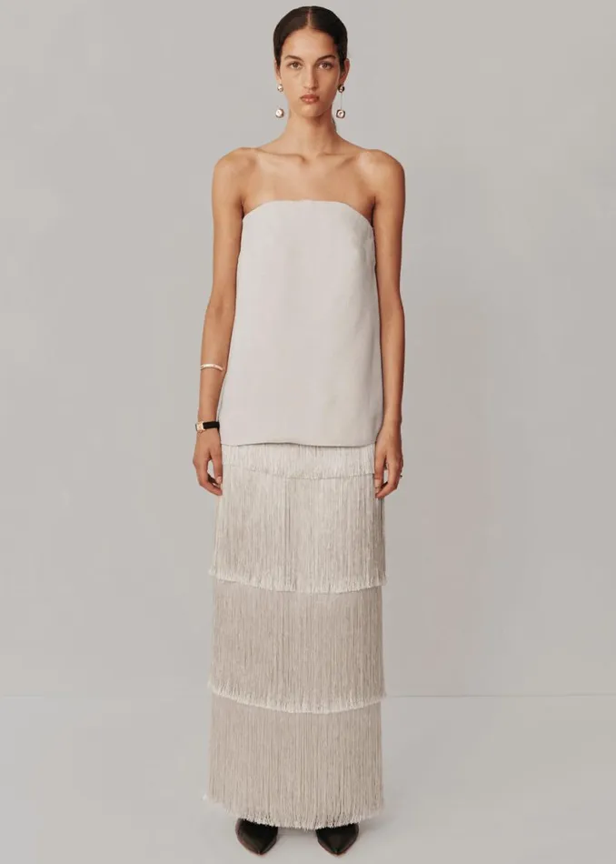 The Frankie Shop Esse Studios Mono Fringe Skirt 8211 Oyster Shop Bottoms
