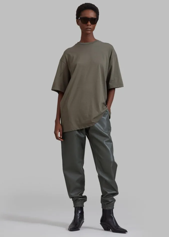 The Frankie Shop Faro Boxy Tee 8211 Dark Olive Shop Tops