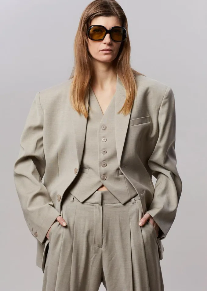 The Frankie Shop Gelso Oversized Blazer 8211 Light Taupe Melange Shop Suits