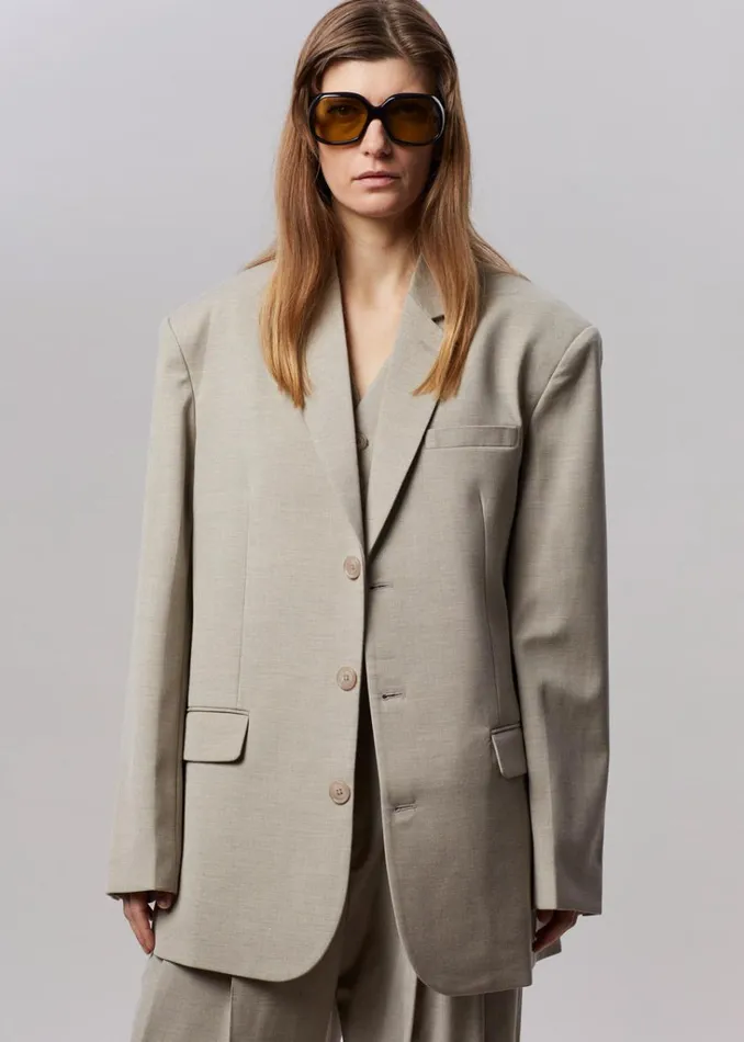 The Frankie Shop Gelso Oversized Blazer 8211 Light Taupe Melange Shop Suits