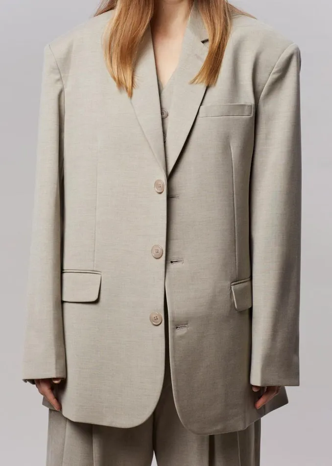 The Frankie Shop Gelso Oversized Blazer 8211 Light Taupe Melange Shop Suits