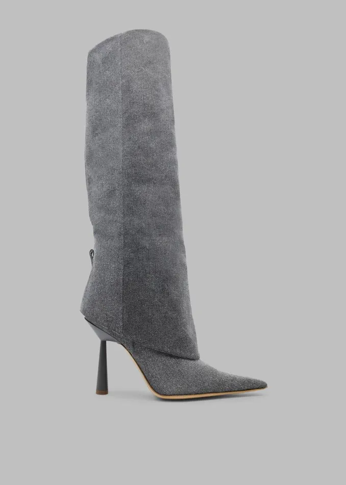 The Frankie Shop Gia Borghini Rosie 31 Denim Scrunchy Boots 8211 Anthracite Denim Shop Denim