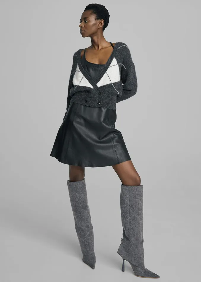 The Frankie Shop Gia Borghini Rosie 31 Denim Scrunchy Boots 8211 Anthracite Denim Shop Denim