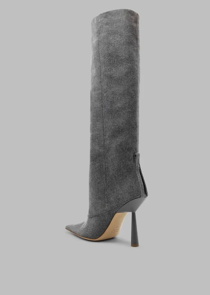 The Frankie Shop Gia Borghini Rosie 31 Denim Scrunchy Boots 8211 Anthracite Denim Shop Denim