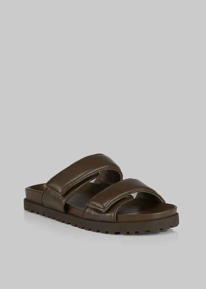The Frankie Shop GIA X Pernille Leather Slide Sandals 8211 Brown Shop Shoes