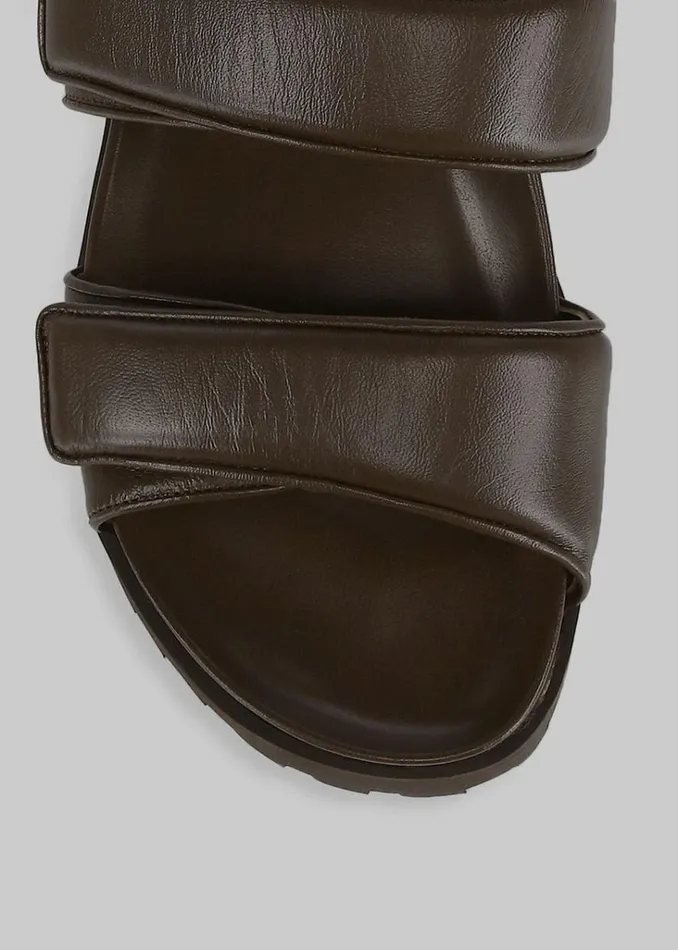 The Frankie Shop GIA X Pernille Leather Slide Sandals 8211 Brown Shop Shoes