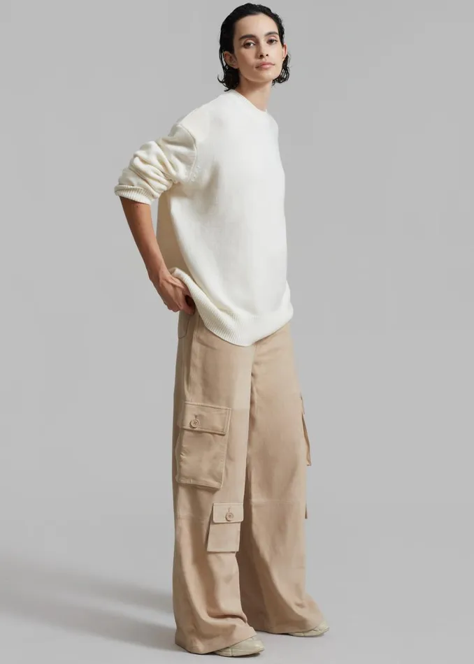 The Frankie Shop Hailey Suede Oversized Cargo Pants 8211 Beige Shop Clothing