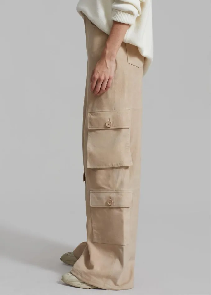 The Frankie Shop Hailey Suede Oversized Cargo Pants 8211 Beige Shop Clothing