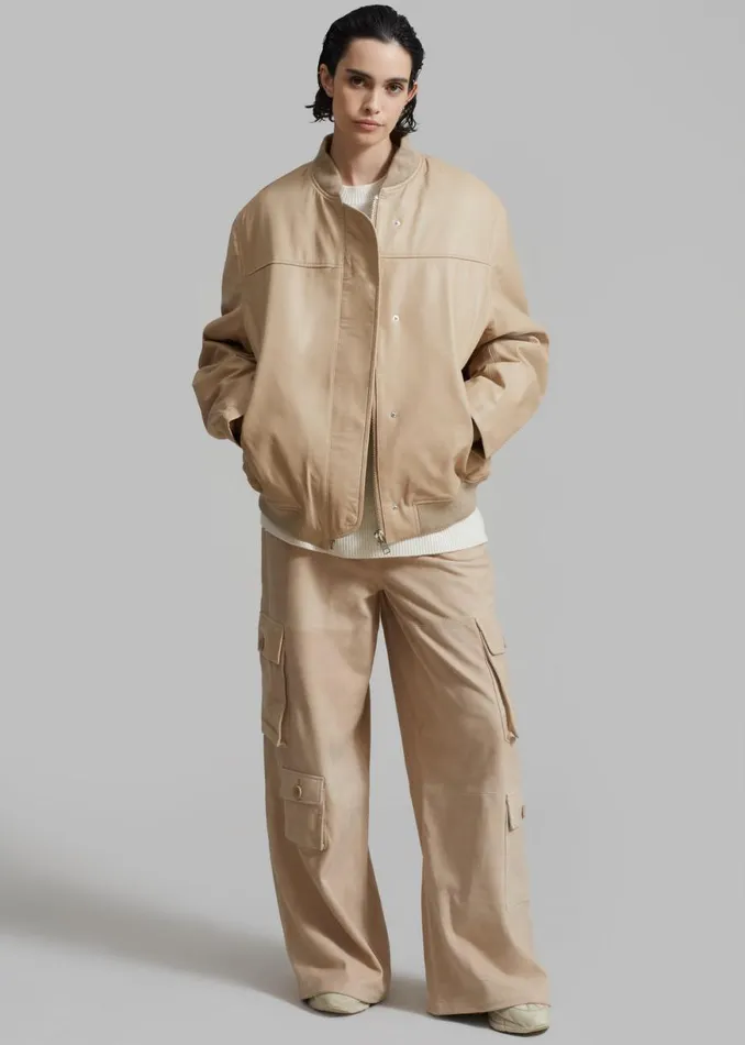 The Frankie Shop Hailey Suede Oversized Cargo Pants 8211 Beige Shop Clothing