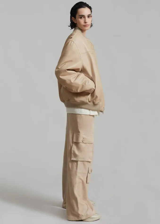 The Frankie Shop Hailey Suede Oversized Cargo Pants 8211 Beige Shop Clothing