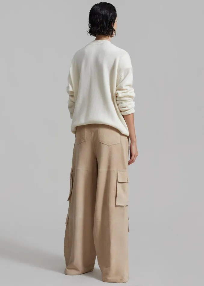 The Frankie Shop Hailey Suede Oversized Cargo Pants 8211 Beige Shop Clothing
