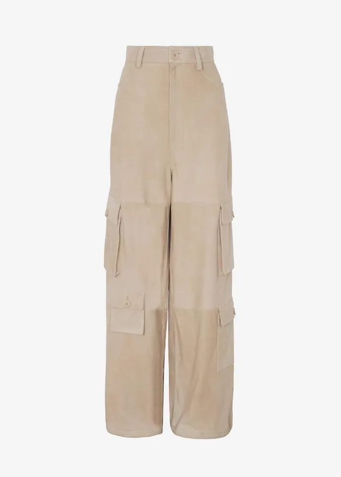 The Frankie Shop Hailey Suede Oversized Cargo Pants 8211 Beige Shop Clothing
