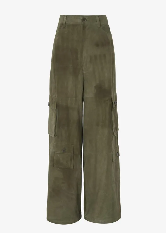 The Frankie Shop Hailey Suede Oversized Cargo Pants 8211 Olive Shop Clothing