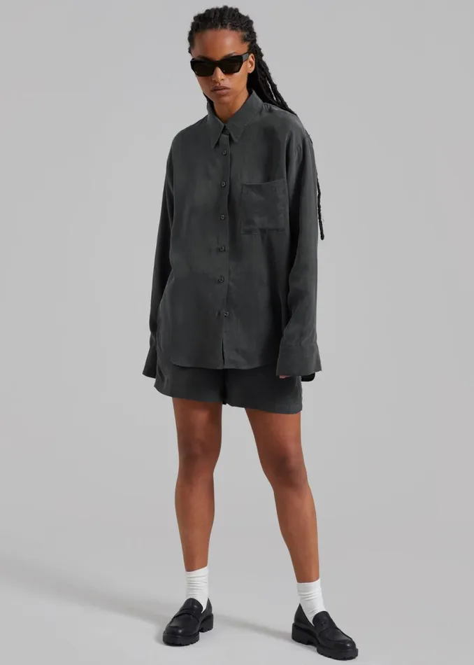 The Frankie Shop Haneul Shorts 8211 Charcoal Shop Bottoms