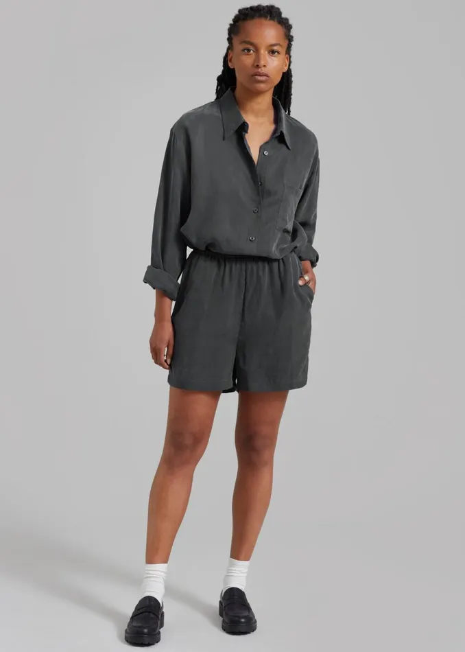 The Frankie Shop Haneul Shorts 8211 Charcoal Shop Bottoms