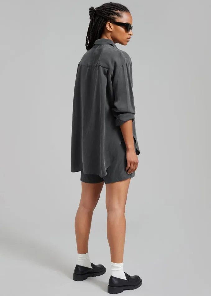 The Frankie Shop Haneul Shorts 8211 Charcoal Shop Bottoms
