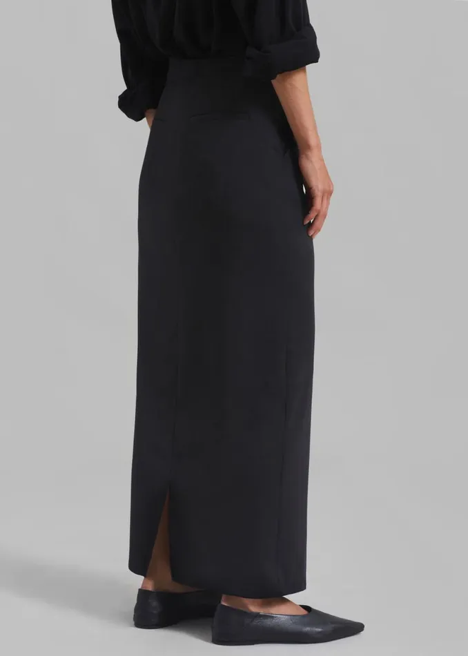 The Frankie Shop Hollis Back Slit Skirt 8211 Black Shop Clothing