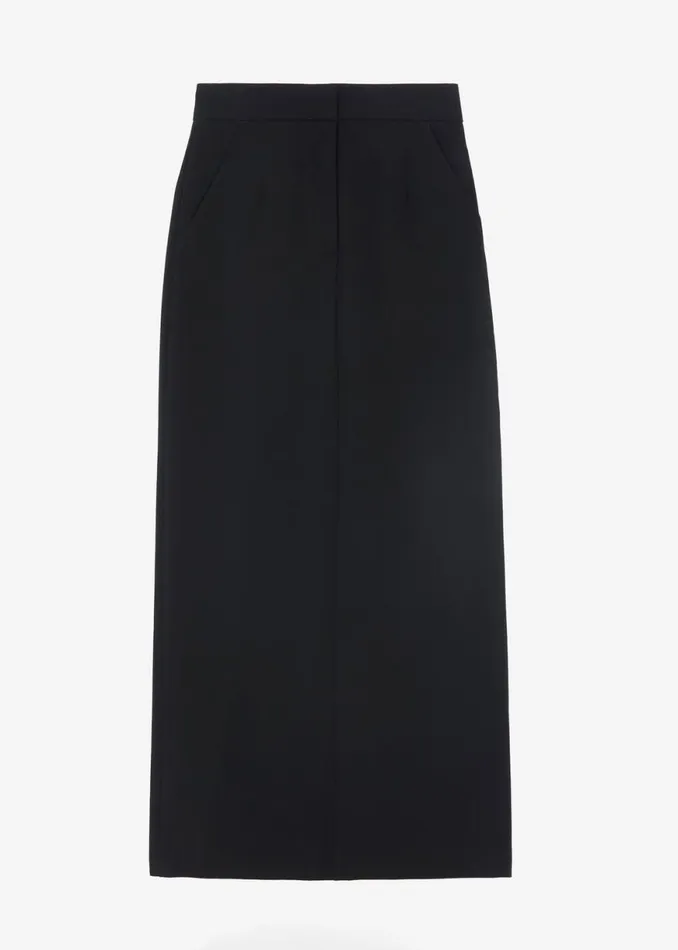 The Frankie Shop Hollis Back Slit Skirt 8211 Black Shop Clothing