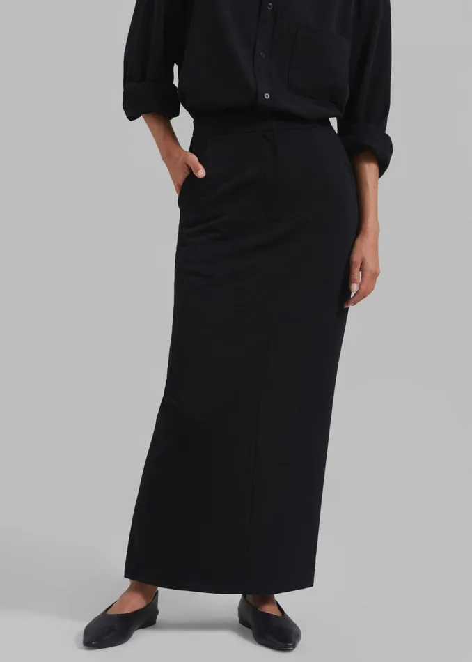 The Frankie Shop Hollis Back Slit Skirt 8211 Black Shop Clothing
