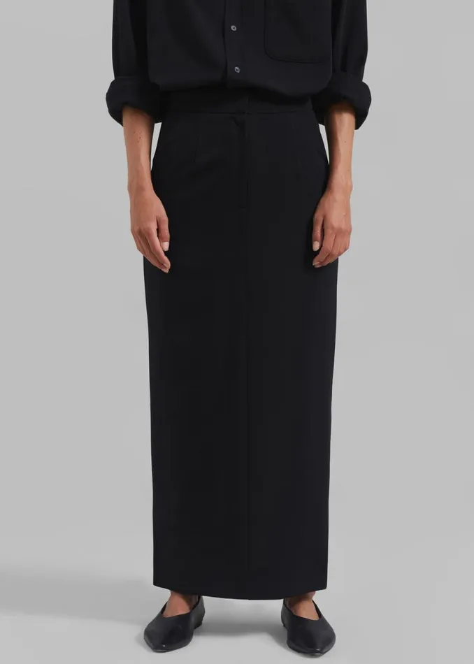 The Frankie Shop Hollis Back Slit Skirt 8211 Black Shop Clothing