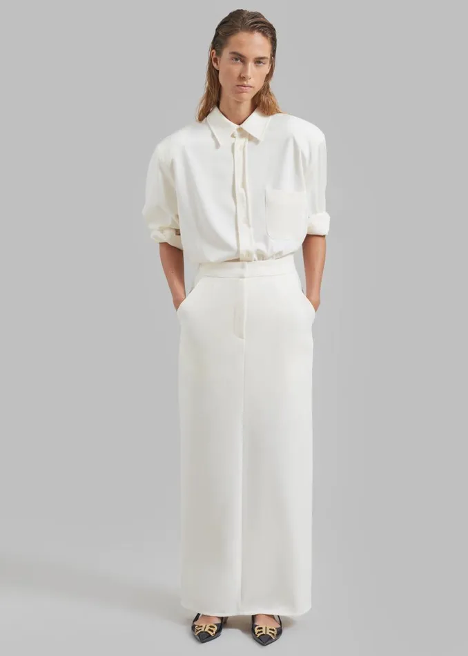 The Frankie Shop Hollis Back Slit Skirt 8211 Ivory Shop Clothing