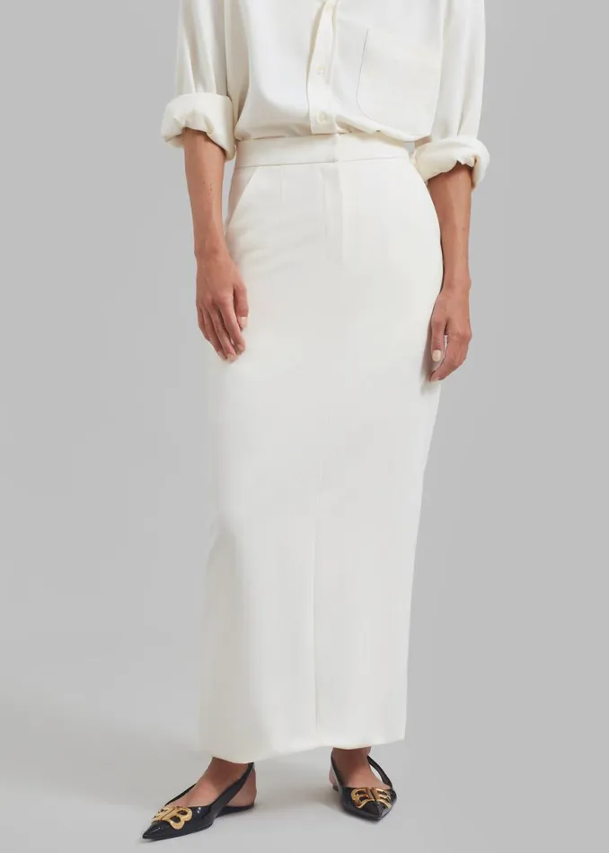 The Frankie Shop Hollis Back Slit Skirt 8211 Ivory Shop Clothing