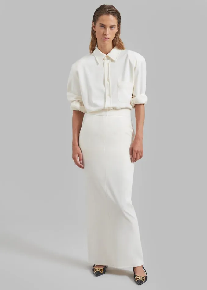 The Frankie Shop Hollis Back Slit Skirt 8211 Ivory Shop Clothing