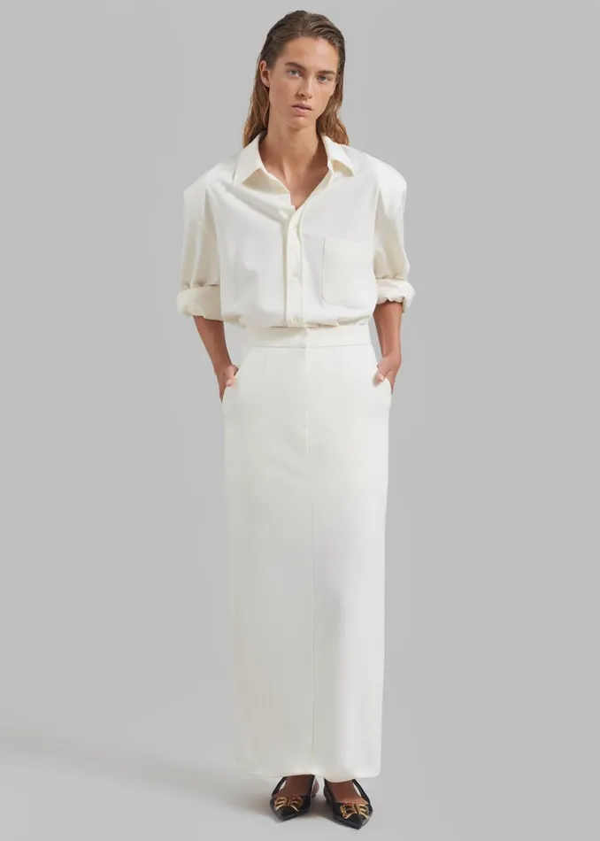 The Frankie Shop Hollis Back Slit Skirt 8211 Ivory Shop Clothing